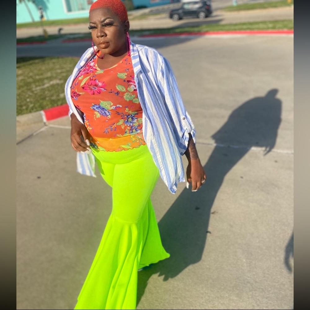 Lime Green Flare Bottom Pants